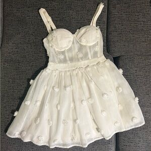 Elegant White Textured Midi Dress